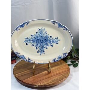 Vintage Sajironda Spanish Pottery Hand Painted14"x10" Platter - Blue & White,